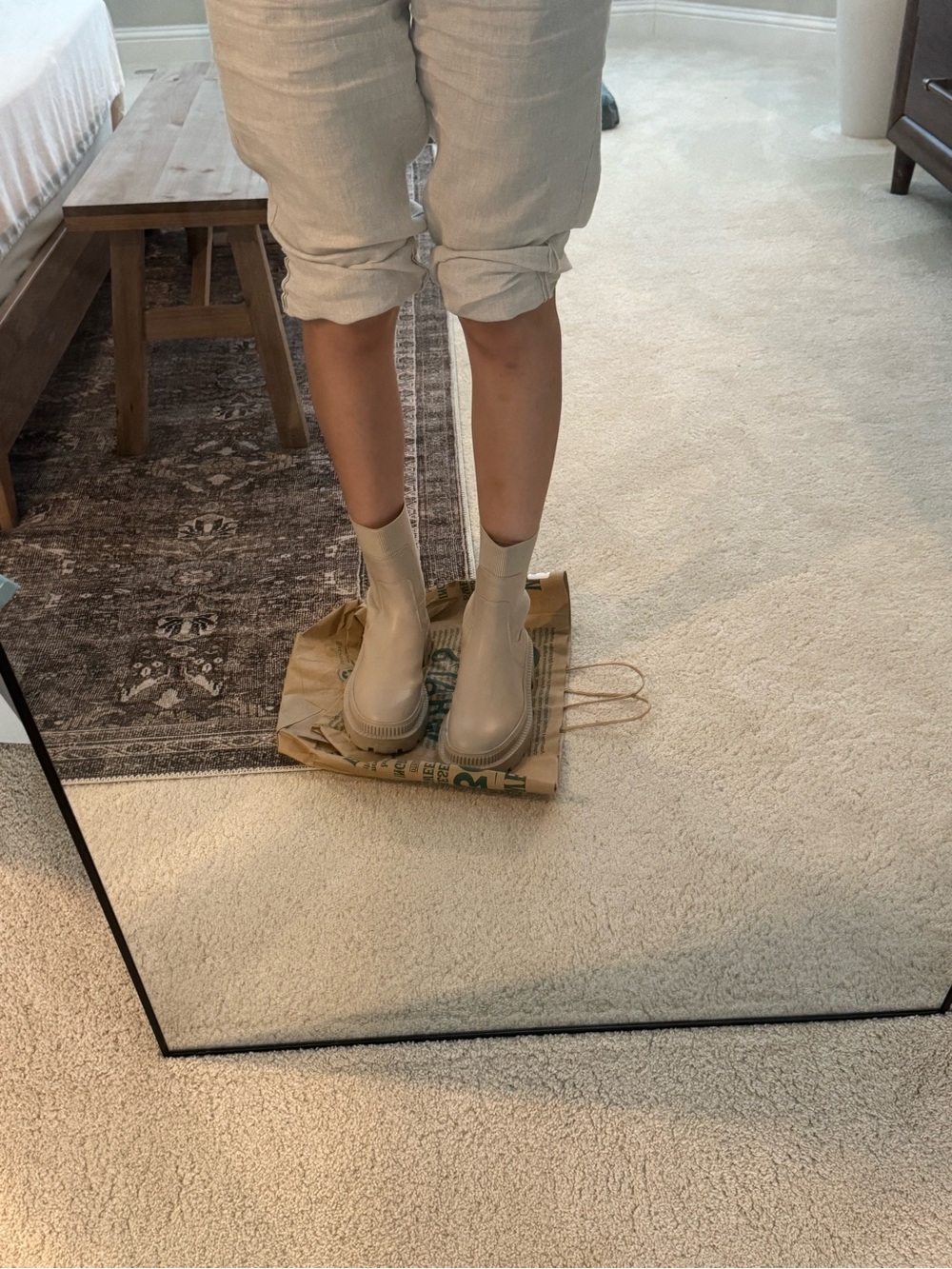 Women’s Chunky Chelsea Boot in Cream - Picture 9 of 10